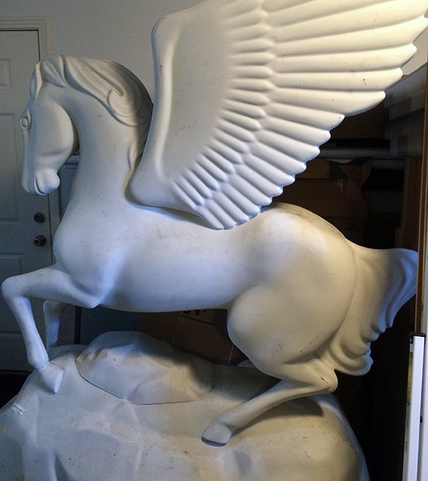 From the Archives: Our unadorned Pegasus statue!